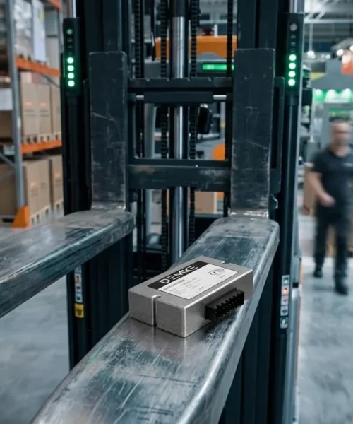 DC/DC converter on a forklift in a warehouse