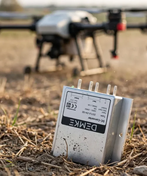 DC/DC converter with agricultural drone in a field